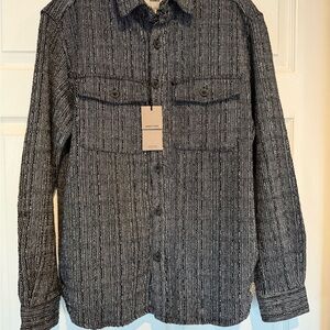 Men's Textured Black and Gray Shirt Jacket
